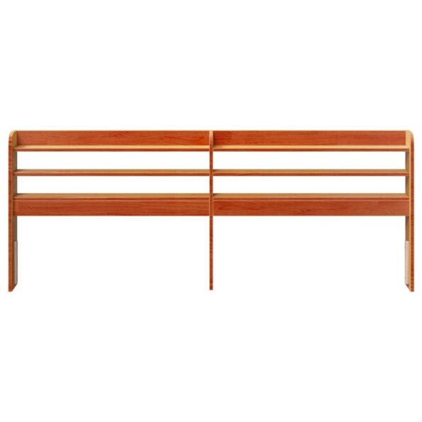 vidaXL Čelo postele s policami voskovo hnedé 200 cm masívna borovica – Obrázok 3