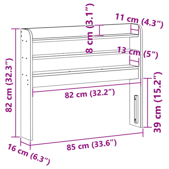 vidaXL Čelo postele s policami 75 cm masívna borovica – Obrázok 9