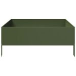 vidaXL Vyvýšený záhradný záhon olivový 100x100x25 cm oceľ – Obrázok 4