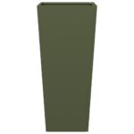 vidaXL Záhradný kvetináč, olivovo zelený 35x35x75 cm, oceľ – Obrázok 5