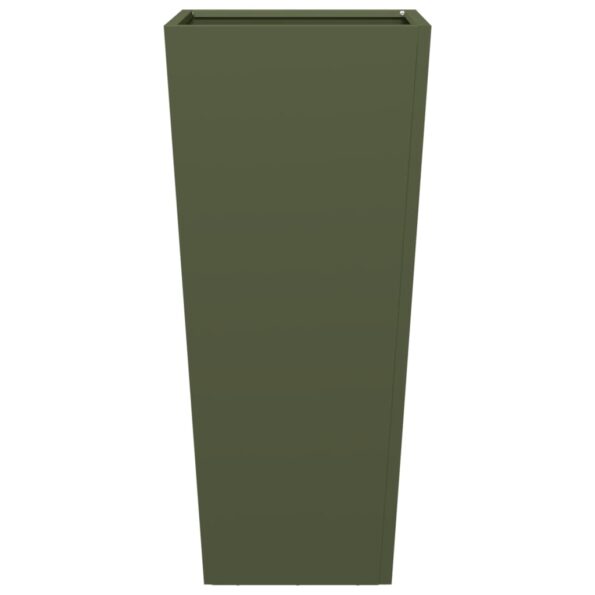 vidaXL Záhradný kvetináč, olivovo zelený 35x35x75 cm, oceľ – Obrázok 5