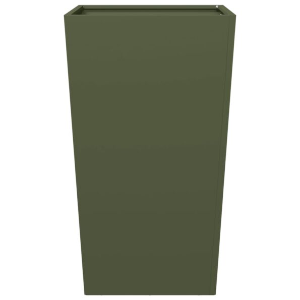 vidaXL Záhradný kvetináč, olivovo zelený 45x45x75 cm, oceľ – Obrázok 4