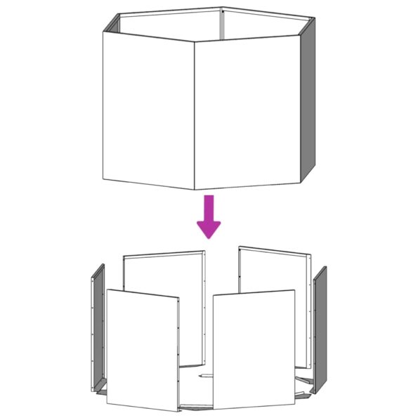 vidaXL Záhradný kvetináč, olivovo zelený, šesťhran 104x90x45 cm, oceľ – Obrázok 7