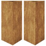 VidaXL Záhradné kvetináče 2 ks trojuholník 40x40x75 cm korténová oceľ – Obrázok 2