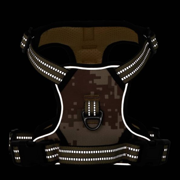 vidaXL Postroj pre psov s reflexnými pruhmi nastaviteľný maskovací M – Obrázok 3