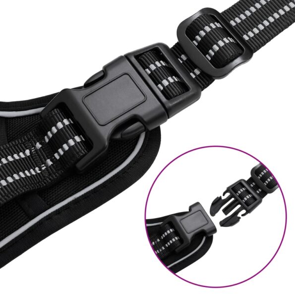 vidaXL Postroj pre psov s reflexnými pruhmi nastaviteľný čierny L – Obrázok 7