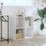 vidaXL Knižnica biela 68,5x32x68,5 cm kompozitné drevo – Obrázok 3