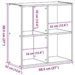 vidaXL Knižnica čierna 68,5x32x68,5 cm kompozitné drevo – Obrázok 9