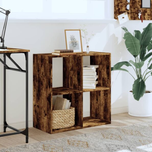 vidaXL Knižnica dymový dub 68,5x32x68,5 cm kompozitné drevo – Obrázok 3