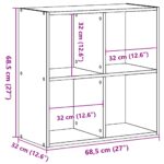 vidaXL Knižnica dymový dub 68,5x32x68,5 cm kompozitné drevo – Obrázok 9