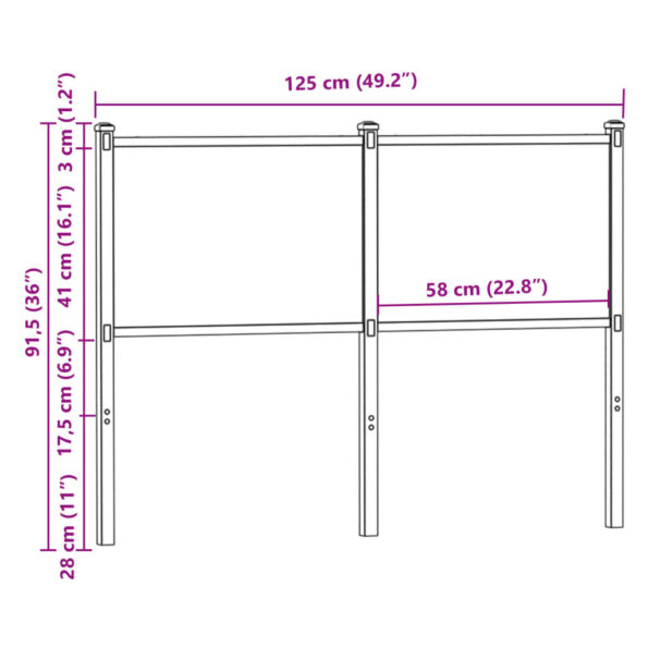 VXL8721102952852_g_en_hd_6.jpg vidaXL Čelo postele, tmavý dub 120 cm, kompozitné drevo a oceľ – Obrázok 7