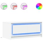 vidaXL Konferenčný stolík s LED, biely, kompozitné drevo – Obrázok 2