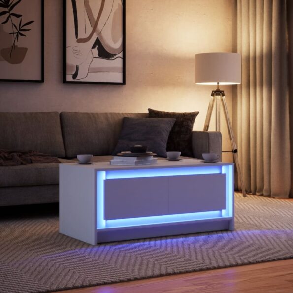 vidaXL Konferenčný stolík s LED, biely, kompozitné drevo – Obrázok 4