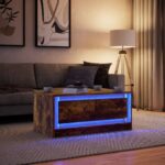 vidaXL Konferenčný stolík s LED, tmavý dub, kompozitné drevo – Obrázok 4