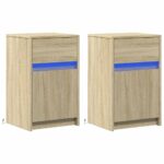 vidaXL Nočné stolíky s LED svetlami 2 ks dub sonoma kompozitné drevo – Obrázok 3