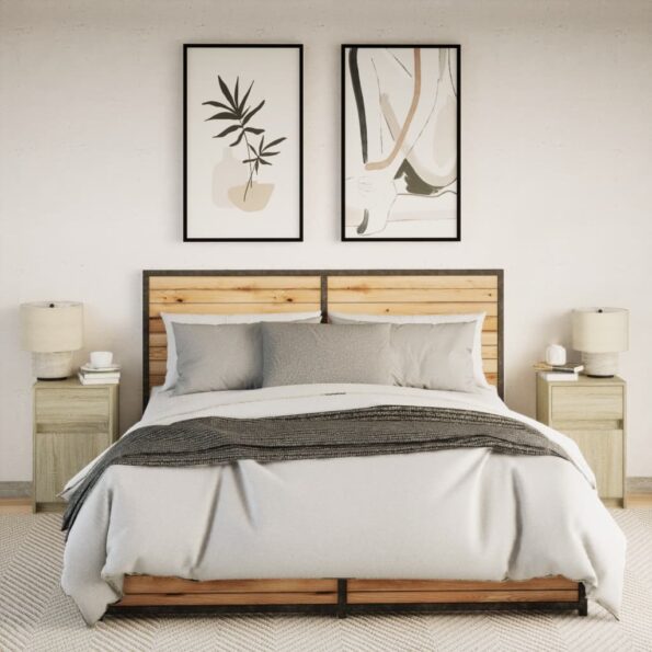 vidaXL Nočné stolíky s LED svetlami 2 ks dub sonoma kompozitné drevo – Obrázok 5