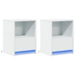 vidaXL Nočné stolíky s LED svetlami 2 ks biele kompozitné drevo – Obrázok 3