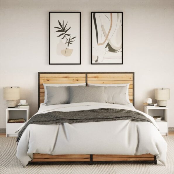 vidaXL Nočné stolíky s LED svetlami 2 ks biele kompozitné drevo – Obrázok 4