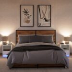 vidaXL Nočné stolíky s LED svetlami 2 ks biele kompozitné drevo – Obrázok 5