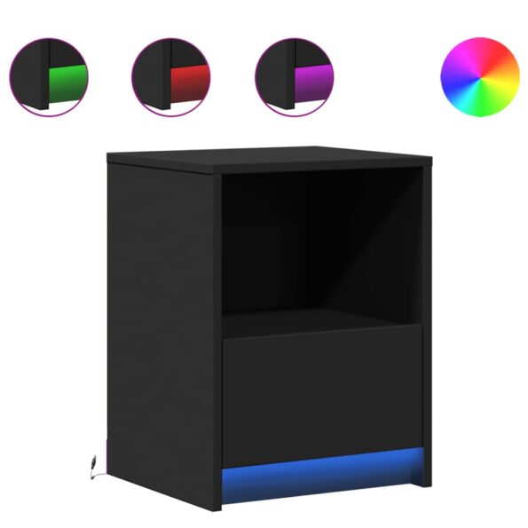 vidaXL Nočné stolíky s LED svetlami 2 ks čierne kompozitné drevo – Obrázok 2