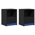 vidaXL Nočné stolíky s LED svetlami 2 ks čierne kompozitné drevo – Obrázok 3
