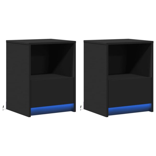 vidaXL Nočné stolíky s LED svetlami 2 ks čierne kompozitné drevo – Obrázok 3