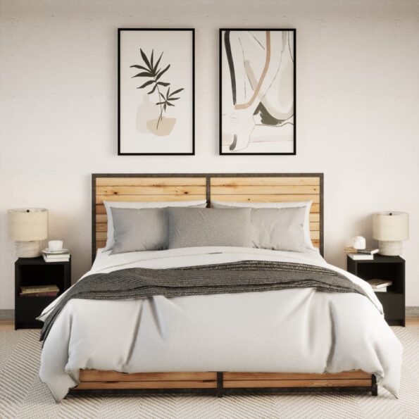 vidaXL Nočné stolíky s LED svetlami 2 ks čierne kompozitné drevo – Obrázok 4