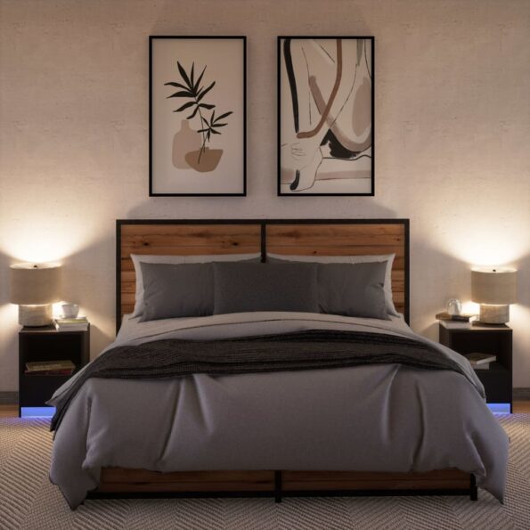 vidaXL Nočné stolíky s LED svetlami 2 ks čierne kompozitné drevo – Obrázok 5