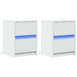 vidaXL Nočné stolíky s LED svetlami 2 ks biele kompozitné drevo – Obrázok 3