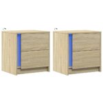 vidaXL Nočné stolíky s LED svetlami 2 ks dub sonoma kompozitné drevo – Obrázok 3