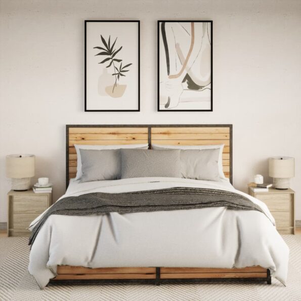 vidaXL Nočné stolíky s LED svetlami 2 ks dub sonoma kompozitné drevo – Obrázok 4