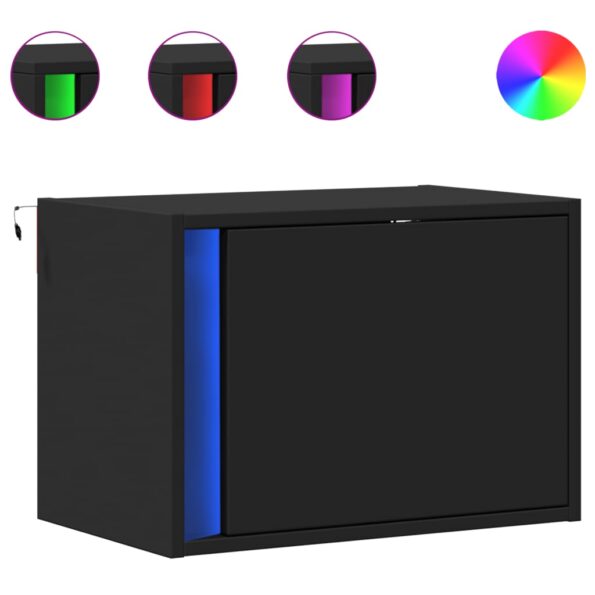 vidaXL Nástenné nočné skrinky s LED osvetlením 2 ks čierne – Obrázok 2