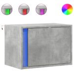 vidaXL Nástenná nočná skrinka s LED osvetlením betónovo sivá – Obrázok 2