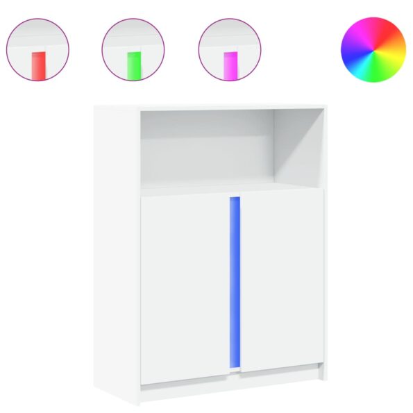 vidaXL Komoda s LED biela 77x34x100 cm kompozitné drevo – Obrázok 2