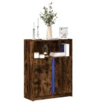 vidaXL Komoda s LED dymový dub 77x34x100 cm kompozitné drevo