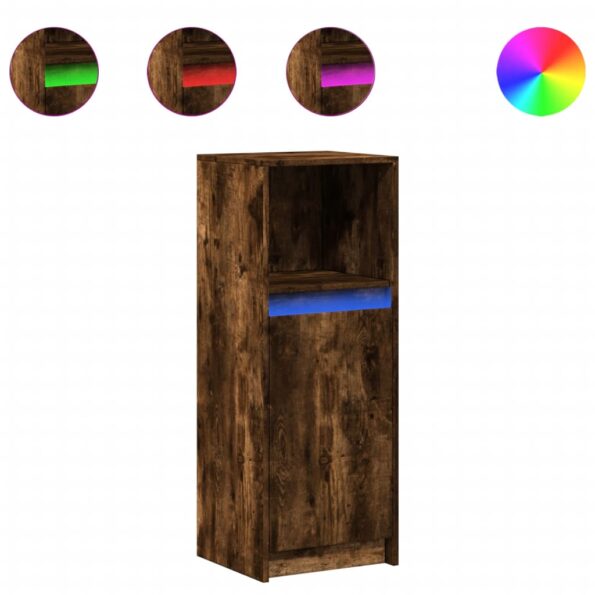 vidaXL Komoda s LED dymový dub 38x34x100 cm kompozitné drevo – Obrázok 2