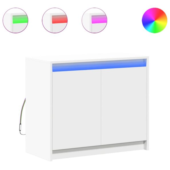 vidaXL Komoda s LED biela 72x34x61 cm kompozitné drevo – Obrázok 2