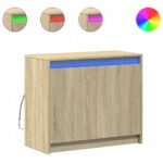 vidaXL Komoda s LED dub sonoma 72x34x61 cm kompozitné drevo – Obrázok 2