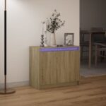 vidaXL Komoda s LED dub sonoma 72x34x61 cm kompozitné drevo – Obrázok 5