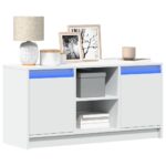 vidaXL TV stolík s LED biely 100x34x50 cm kompozitné drevo