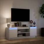vidaXL TV stolík s LED biely 100x34x50 cm kompozitné drevo – Obrázok 5