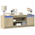 vidaXL TV stolík s LED dub sonoma 139,5x34x50 cm kompozitné drevo