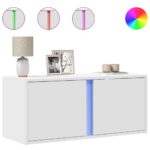 vidaXL TV nástenná skrinka s LED svetlami biela 80x31x35 cm – Obrázok 2