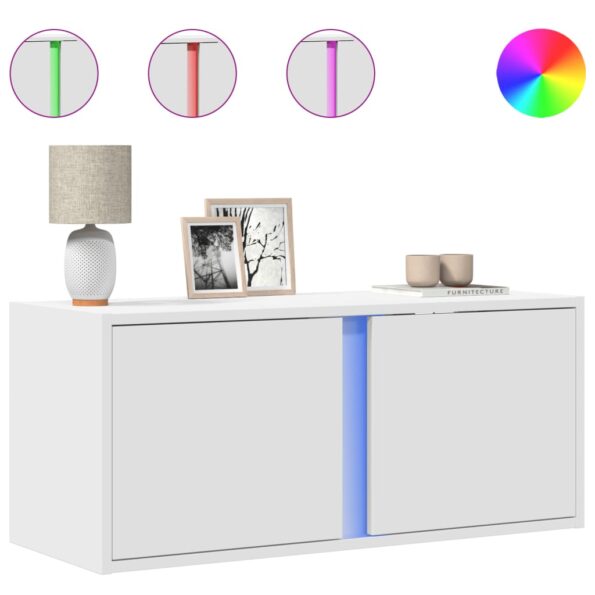 vidaXL TV nástenná skrinka s LED svetlami biela 80x31x35 cm – Obrázok 2