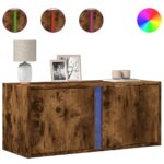 vidaXL TV nástenná skrinka s LED svetlami dymový dub 80x31x35 cm – Obrázok 2