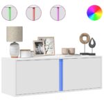 vidaXL TV nástenná skrinka s LED svetlami biela 100x31x35 cm – Obrázok 2