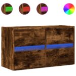 vidaXL TV nástenná skrinka s LED svetlami dymový dub 80x31x45 cm – Obrázok 2