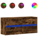 vidaXL TV nástenná skrinka s LED svetlami dymový dub 100x31x45 cm – Obrázok 2