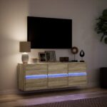 vidaXL TV nástenná skrinka s LED svetlami dub sonoma 130x31x45 cm – Obrázok 5