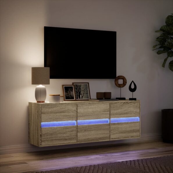 vidaXL TV nástenná skrinka s LED svetlami dub sonoma 130x31x45 cm – Obrázok 5